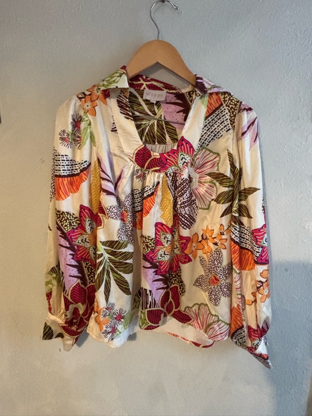 Citron‎ Multicolor Floral Buttonless Peasant Blouse